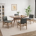 thumbnail image 1 of GDF Studio Sage Modern 5-Piece Dining Set, 59" Rectangle Table with Upholstered Chairs, Solid Wood Frame, Dark Gray+Walnut, 1 of 16