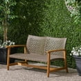 thumbnail image 1 of GDF Studio Savannah Outdoor Acacia Wood and Wicker Loveseat, Natural and Mixed Mocha, 1 of 6