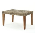 thumbnail image 1 of GDF Studio Savannah Outdoor Wicker and Acacia Wood Ottoman, Mixed Mocha, Natural Brown, 1 of 6