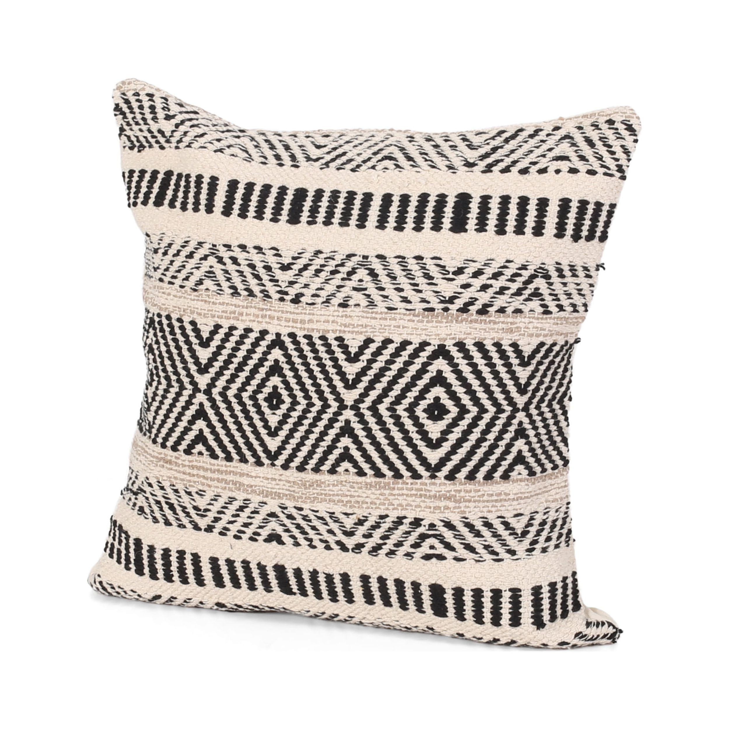 GDF Studio Sawyer Boho Handmade Fabric Throw Pillow Cover, Black and