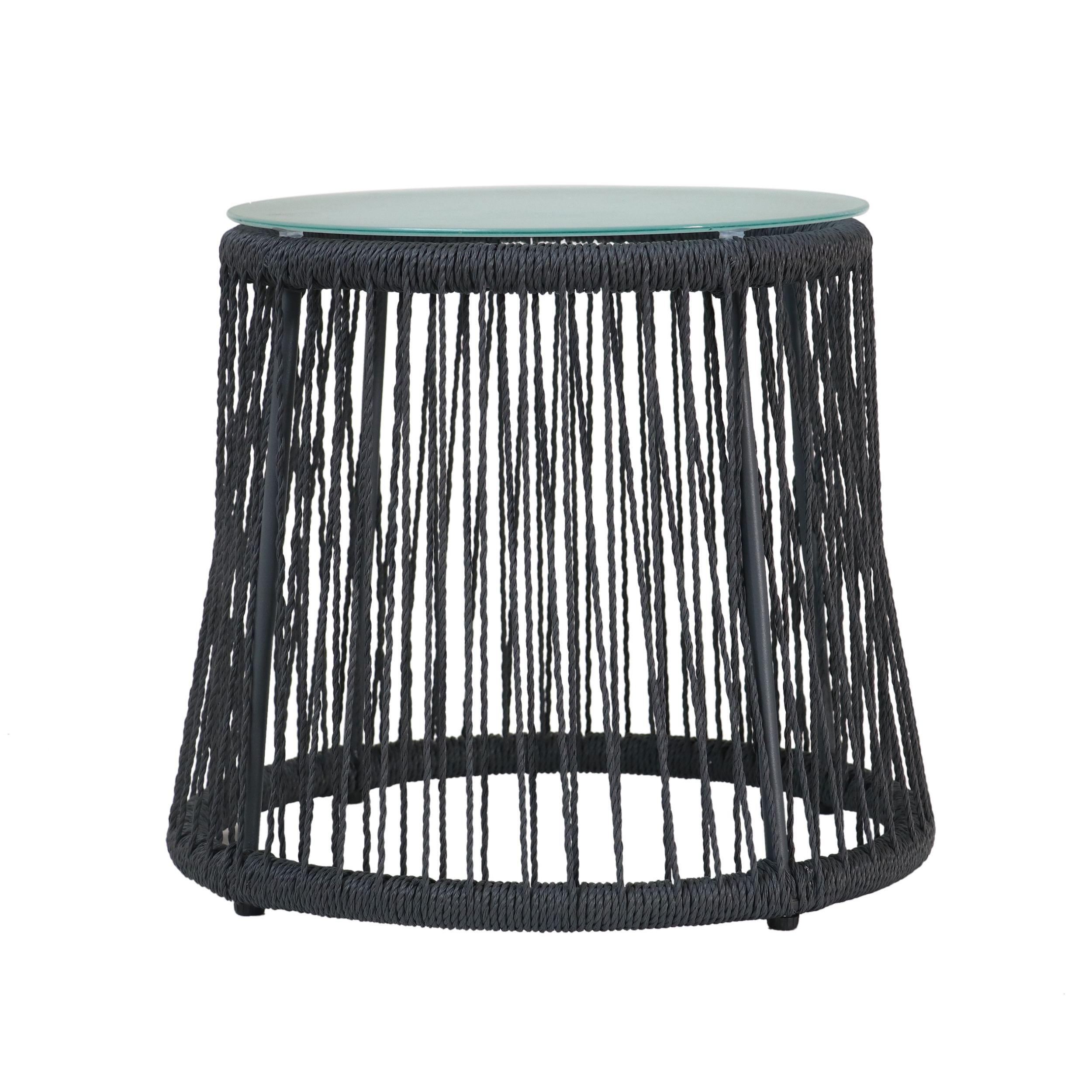 GDF Studio Sedona Indoor/Outdoor Rope and Glass Side Table, Dark Gray - image 1 of 8