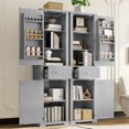 thumbnail image 1 of GDF Studio Set of 2 Storage Cabinets with Adjustable Shelf, Drawers and Door Racks for Bathroom or Office, Gray, 1 of 10