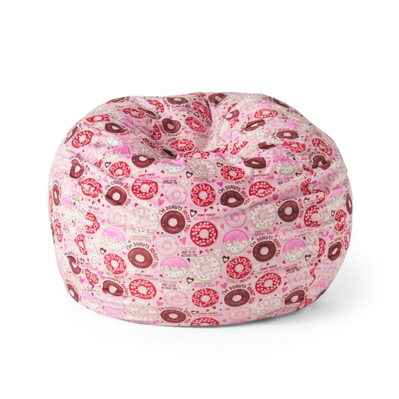 GDF Studio Shafer Modern Fabric 3 Foot Bean Bag, Donut Print and Pink
