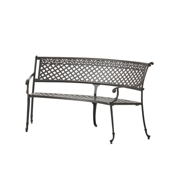 GDF Studio Sierra Outdoor Cast Aluminum Curved Bench, Shiny Copper