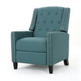 thumbnail image 1 of GDF Studio Sinclair Contemporary Fabric Tufted Pushback Recliner with Nailhead Trim, Dark Teal and Dark Brown, 1 of 13
