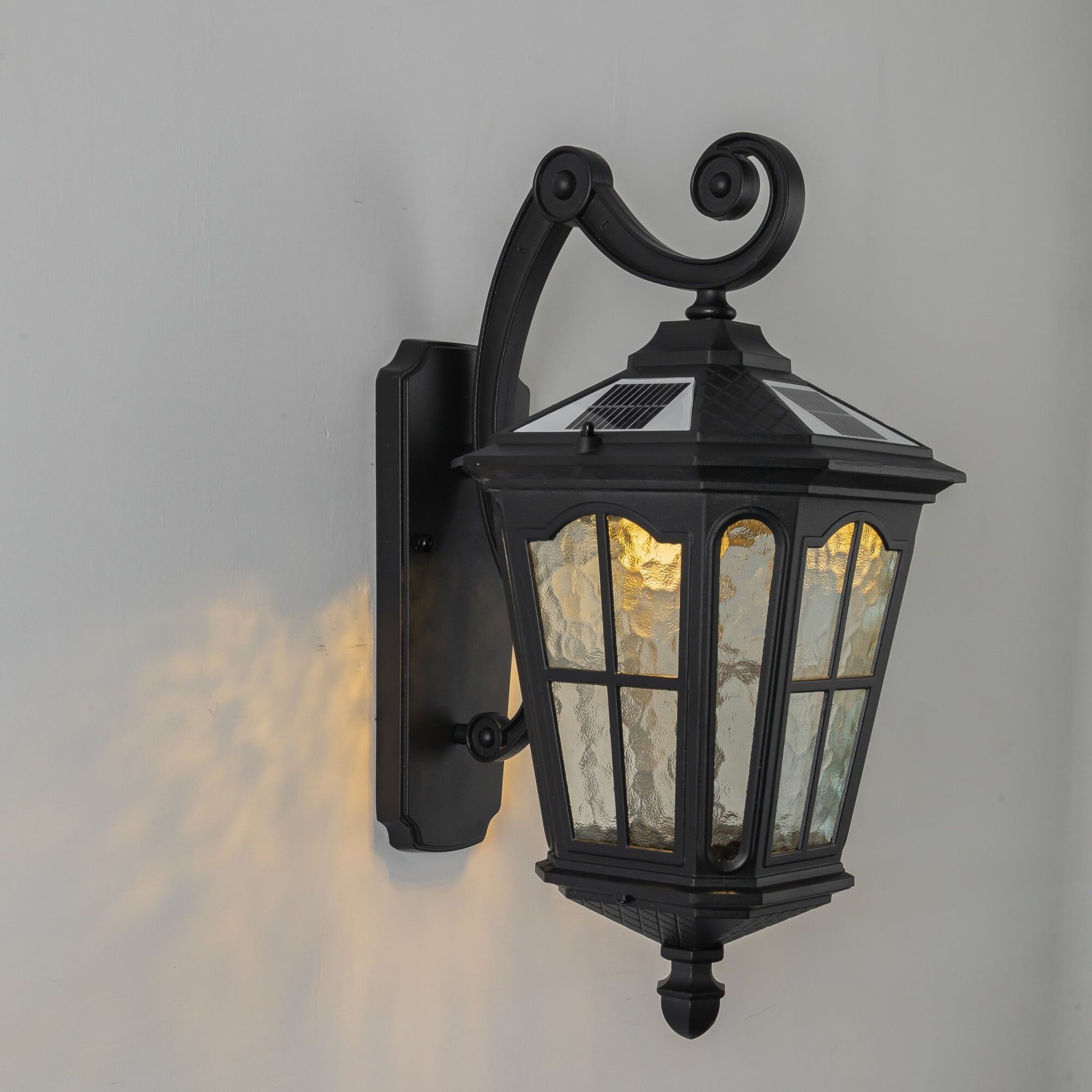 GDF Studio Solar Outdoor Wall Light, Waterproof Aluminum Garden Wall Lamp, Automatic Lighting, Black