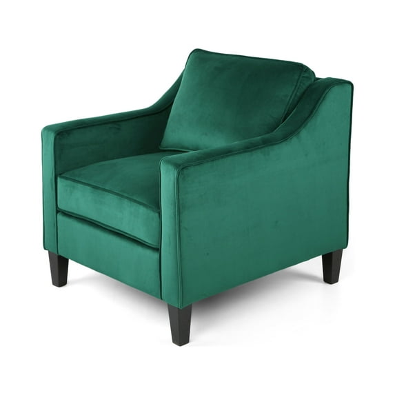 GDF Studio Sonny Contemporary Velvet Club Chair, Green and Dark Brown