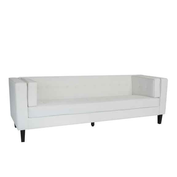 GDF Studio Sororia Velvet 3-Seater Low Profile Sofa, Ivory