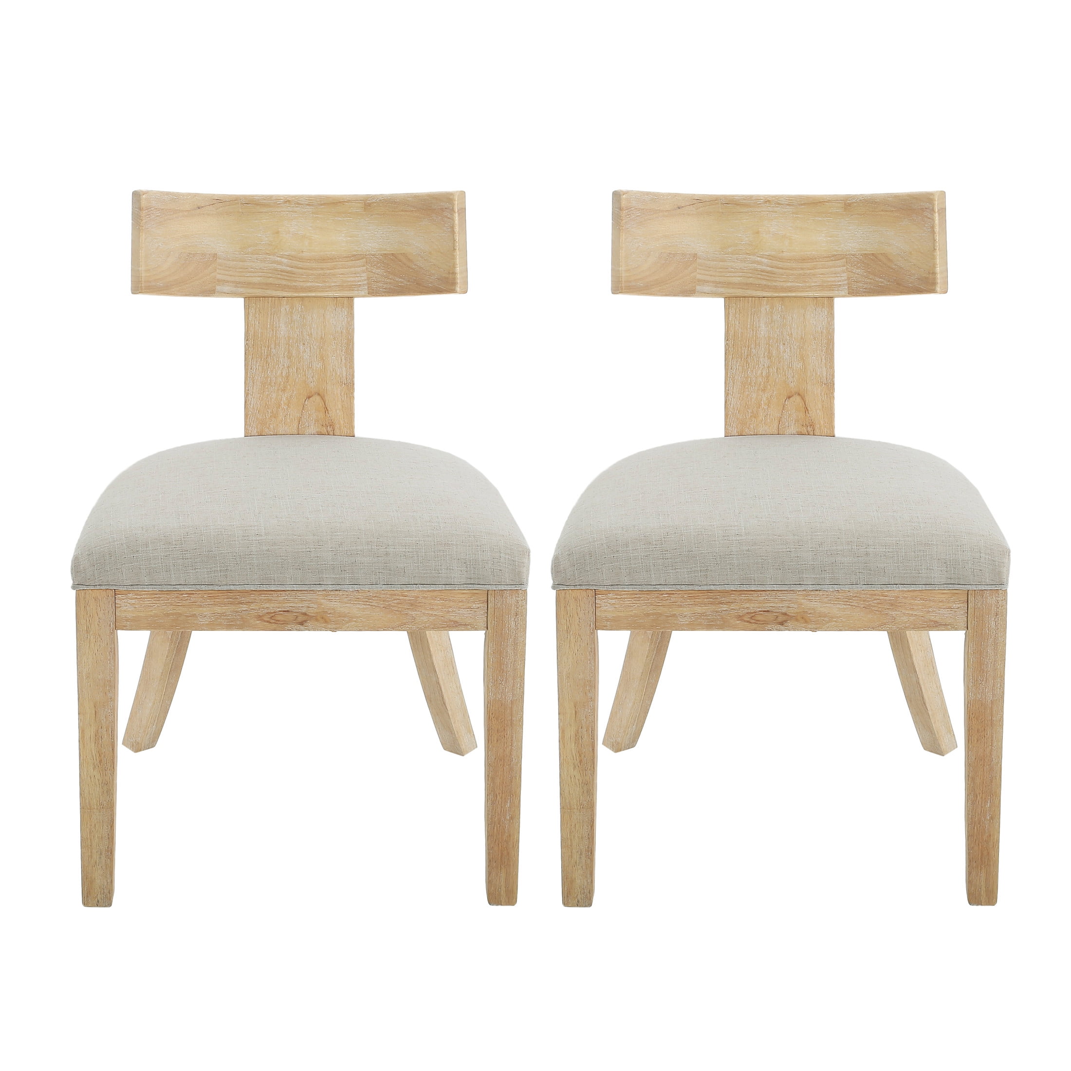 Pebble Linen Upholstered Side Chair with Natural Wood Frame