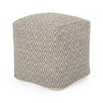 thumbnail image 1 of GDF Studio Sovereign Hand-Crafted Cotton Cube Pouf, Beige and Yellow, 1 of 8