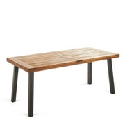 GDF Studio Spanish Bay Outdoor Acacia Wood Rectangular Dining Table, Teak