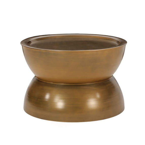 GDF Studio Sparling Modern Iron Hourglass Coffee Table, Brushed Antique Gold