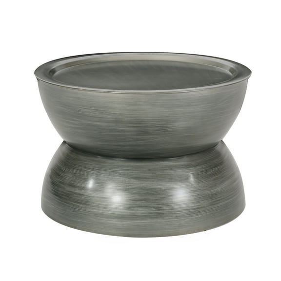GDF Studio Sparling Modern Iron Hourglass Coffee Table, Brushed Antique Silver