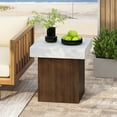 thumbnail image 1 of GDF Studio Square Side/ End Table, Natural Wood Frame and Stone Texture Top Nightstand for Living Room Bedroom, 1 of 7