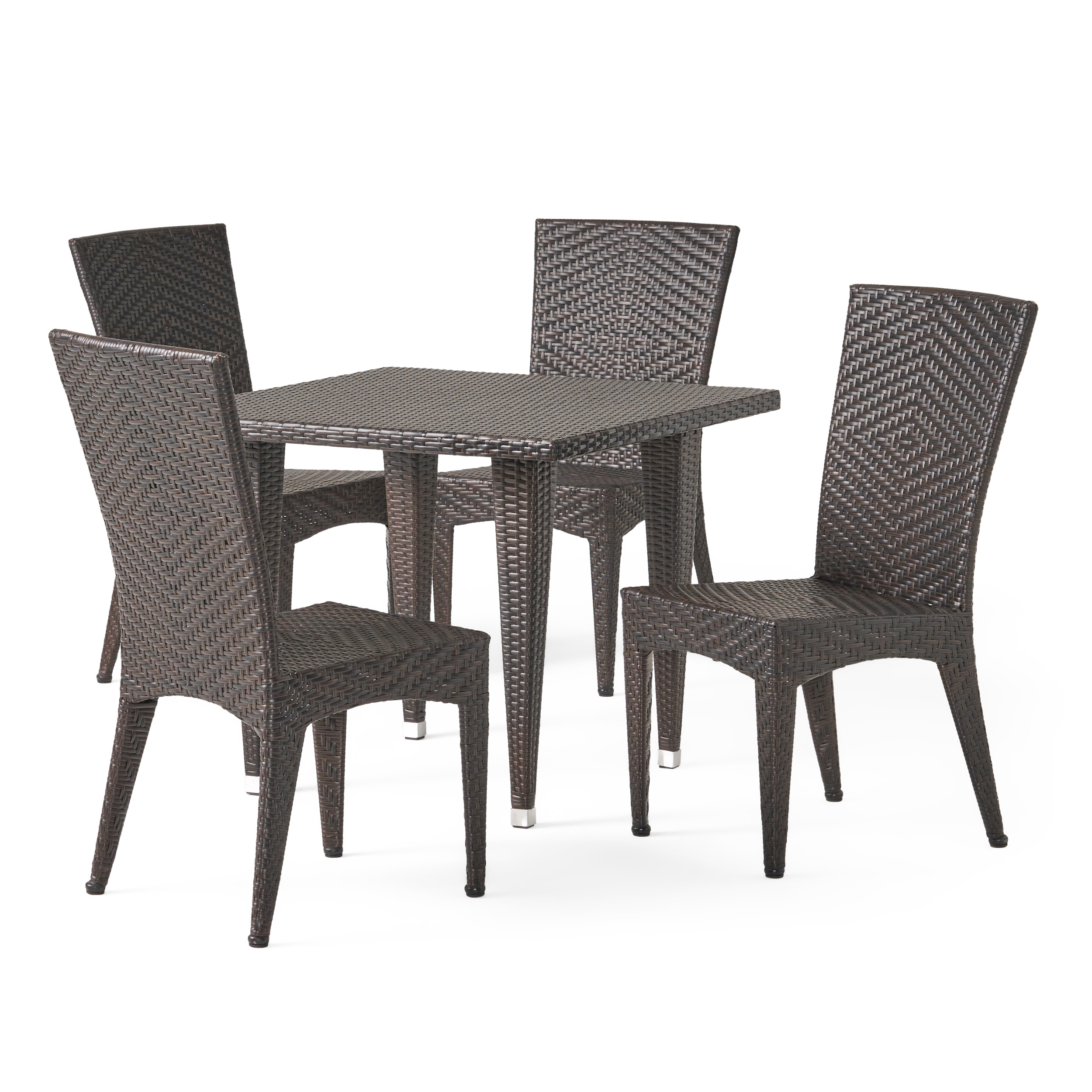 5-piece Cast Aluminum Black Sand Outdoor Dining Set 