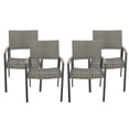 thumbnail image 1 of GDF Studio Swarthmore Outdoor Aluminum Dining Chairs with Faux Wood Accents, Set of 4, Silver, Gray, Natural Brown, Wicker, 1 of 5