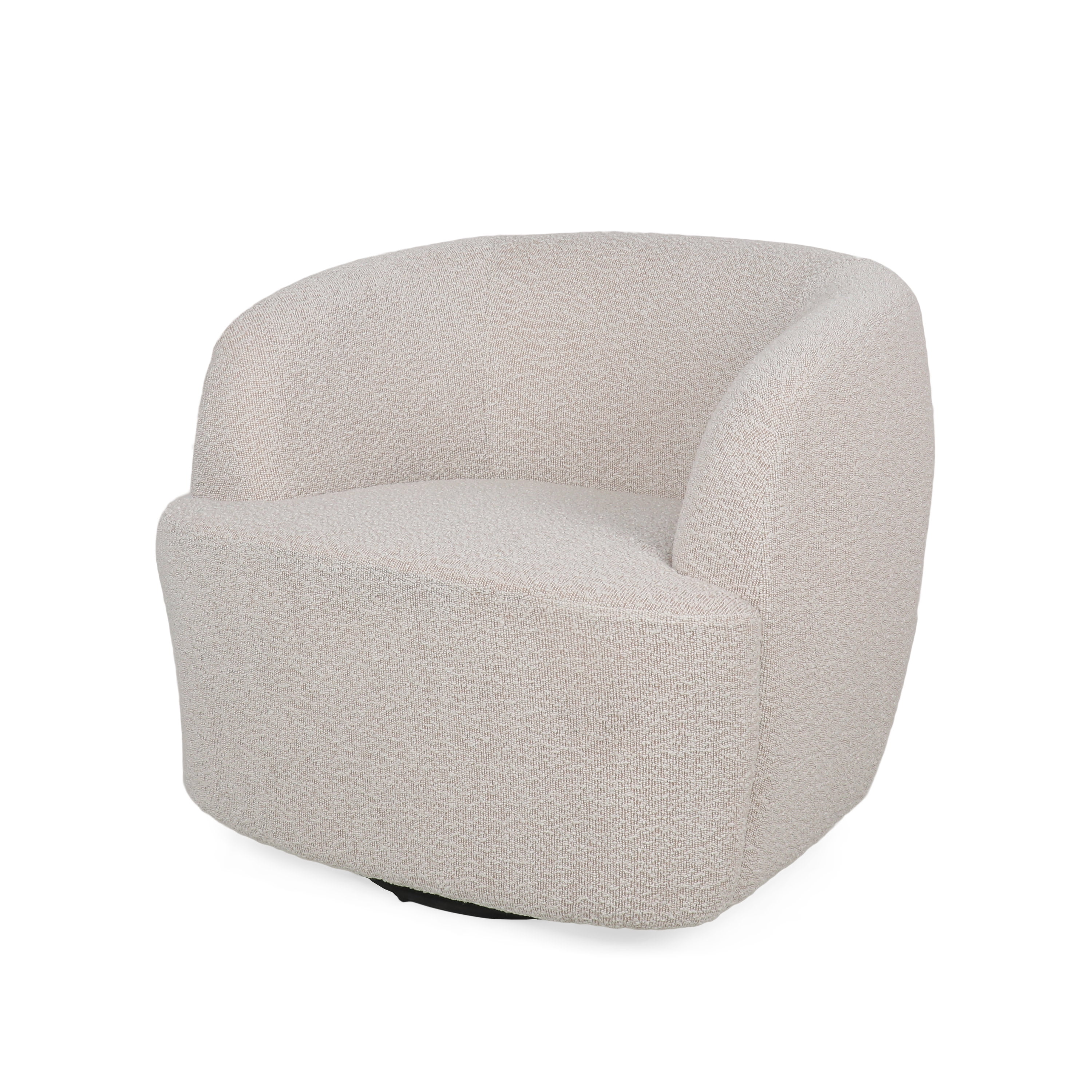 GDF Studio Sydmor Contemporary Boucle Upholstered Swivel Club Chair, Beige Textured Boucle and ...