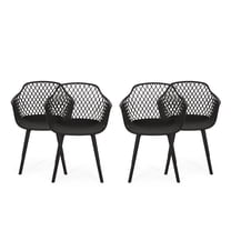 GDF Studio Tate Outdoor Modern Dining Chair , Set of 4, Black