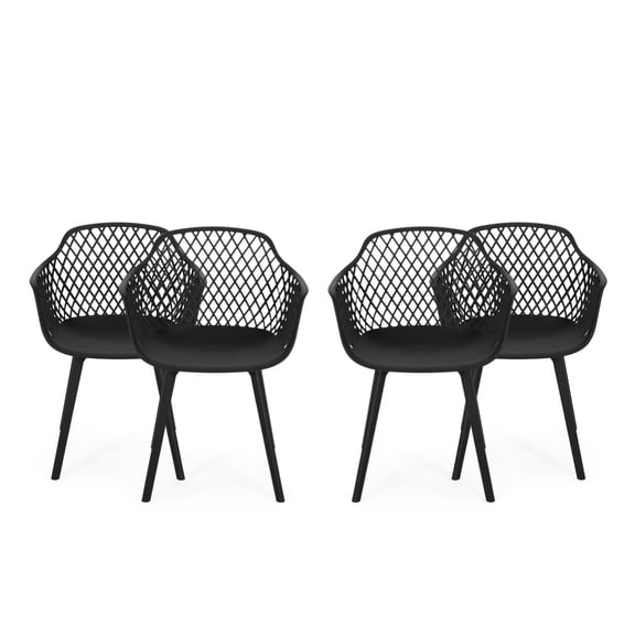 GDF Studio Tate Outdoor Modern Dining Chair , Set of 4, Black
