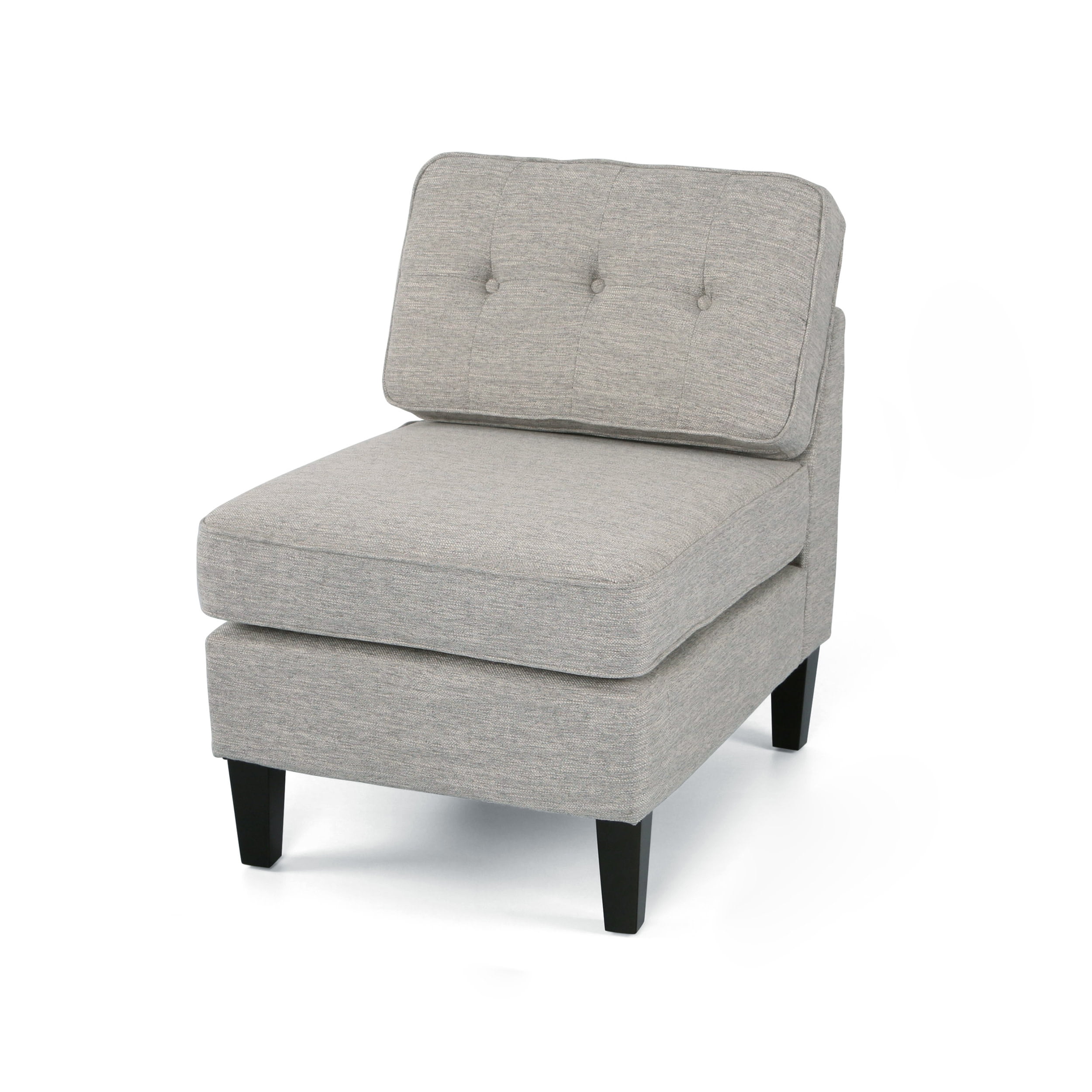 Lillian Contemporary Light Gray Fabric Slipper Chair with Dark Brown Legs