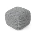 thumbnail image 1 of Christopher Knight Home Teresa Knitted Cotton Square Pouf Light Grey, 1 of 6