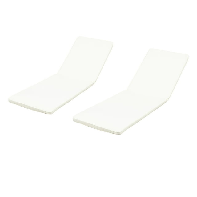 GDF Studio Teresa Outdoor Water Resistant Fabric Chaise Lounge Cushions, Set of 2, Cream