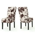 thumbnail image 1 of GDF Studio Thurber Contemporary Upholstered Dining Chairs, Set of 2, Brown and White Cow Pattern Velvet and Espresso, 1 of 12