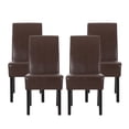 thumbnail image 1 of GDF Studio Thurber Contemporary Upholstered Dining Chairs, Set of 4, Dark Brown Faux Leather and Espresso, 1 of 9