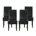thumbnail image 1 of GDF Studio Thurber Contemporary Upholstered Dining Chairs, Set of 4, Midnight Black Faux Leather and Espresso, 1 of 9