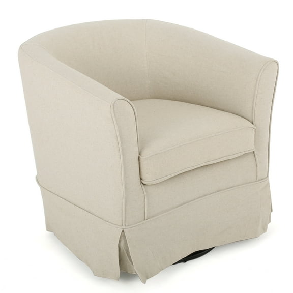 GDF Studio Tiffin Contemporary Upholstered Swivel Club Chair, Natural Fabric and Black