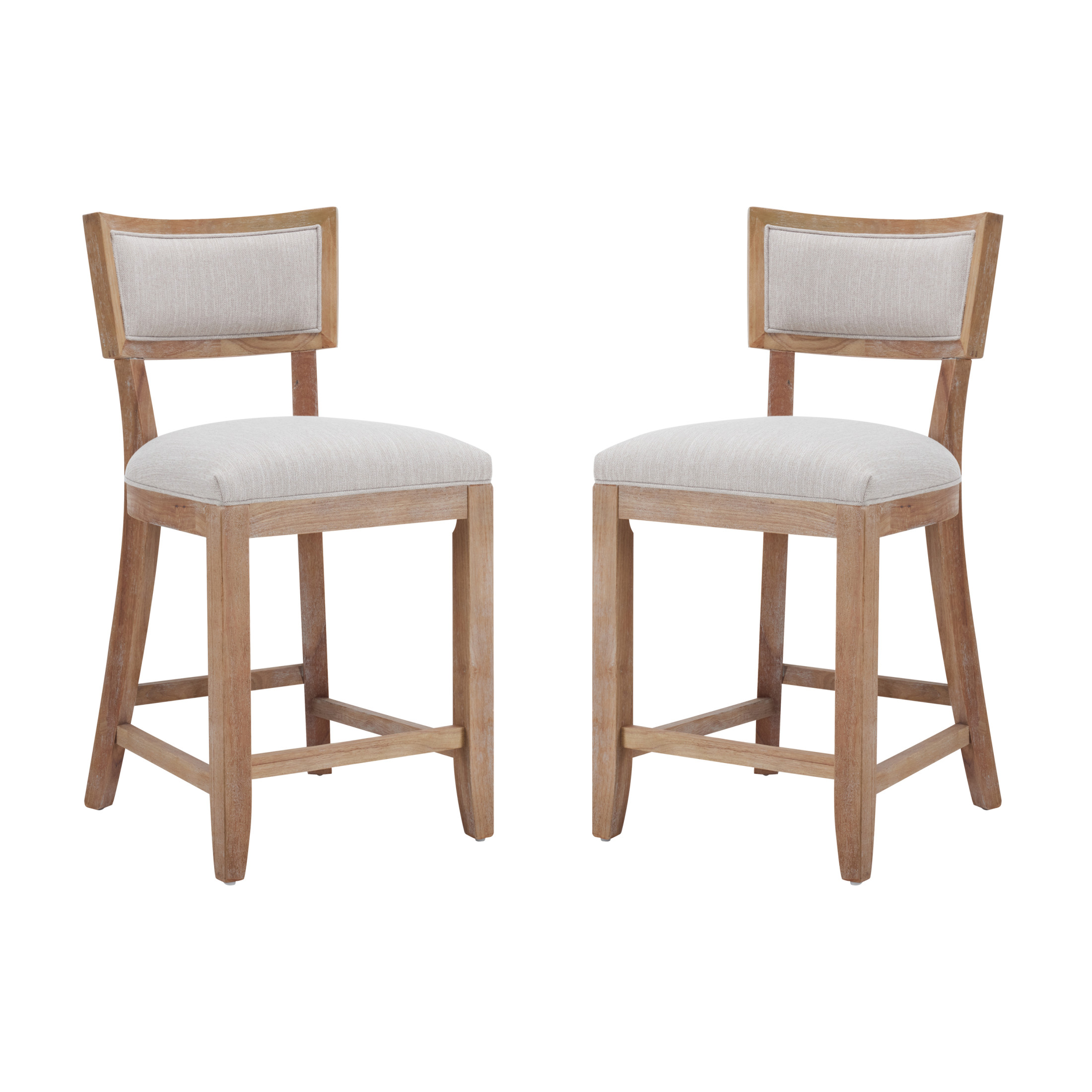 GDF Studio Tisa 26.5" Rubberwood Counter Stool, Beige Natural, Set of 2