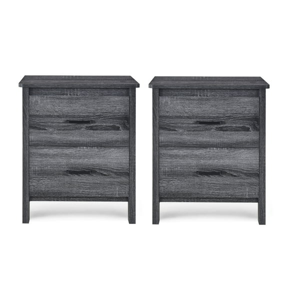 GDF Studio Titeca Contemporary 2 Drawer Nightstands, Set of 2, Sonoma Gray Oak
