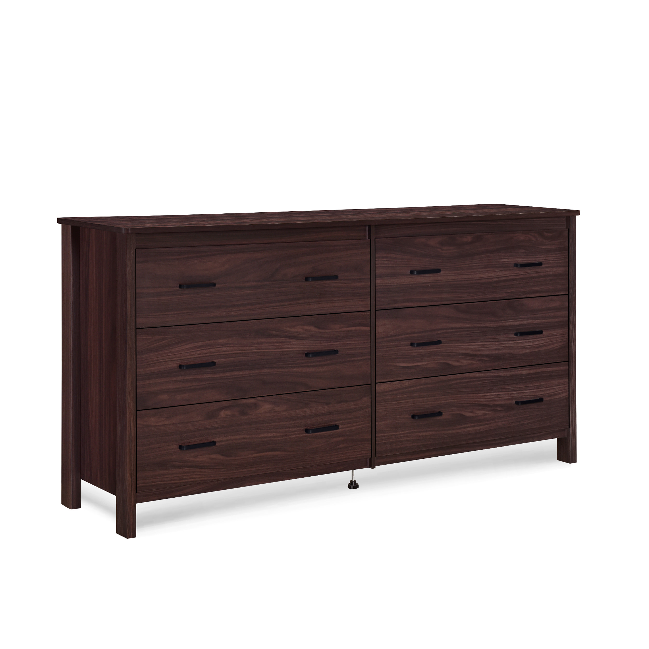GDF Studio Titeca Contemporary 6 Drawer Double Dresser, Walnut ...