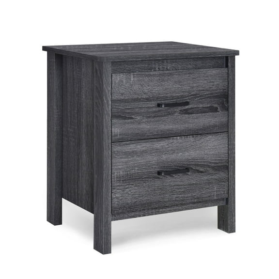 GDF Studio Titeca Contemporary Wood 2 Drawer Nightstand, Sonoma Gray Oak