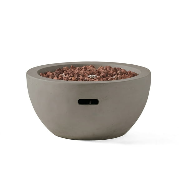 GDF Studio Toulouse Outdoor 40,000 BTU Lightweight Concrete Fire Pit Bowl (No Tank Holder), Light Gray