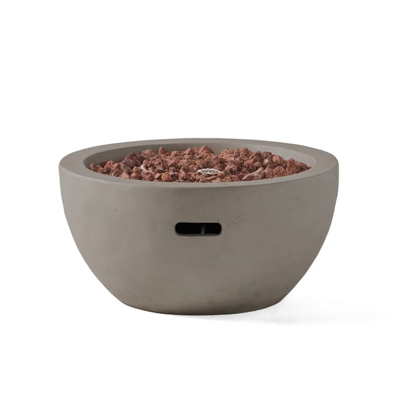 GDF Studio Toulouse Outdoor 40,000 BTU Lightweight Concrete Fire Pit Bowl (No Tank Holder), Light Gray