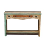 GDF Studio Tracey Handmade Distressed Mango Wood Console Table, Multicolored