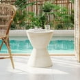 thumbnail image 1 of GDF Studio Travertine Tufa Texture Hourglass-Shaped Outdoor Lightweight Concrete MgO Side Table, 1 of 7