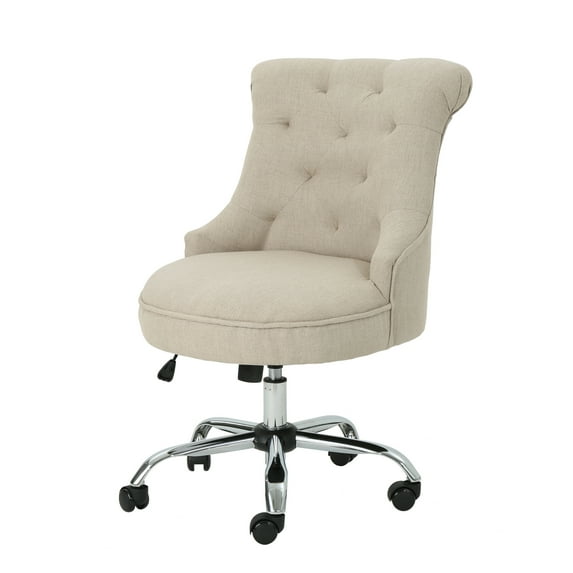 GDF Studio Tyesha Contemporary Tufted Swivel Office Chair, Wheat Fabric