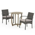 thumbnail image 1 of GDF Studio Typhaine Outdoor Acacia Wood and Wicker 3 Piece Bistro Set with Cushions, Gray and Light Gray, 1 of 13