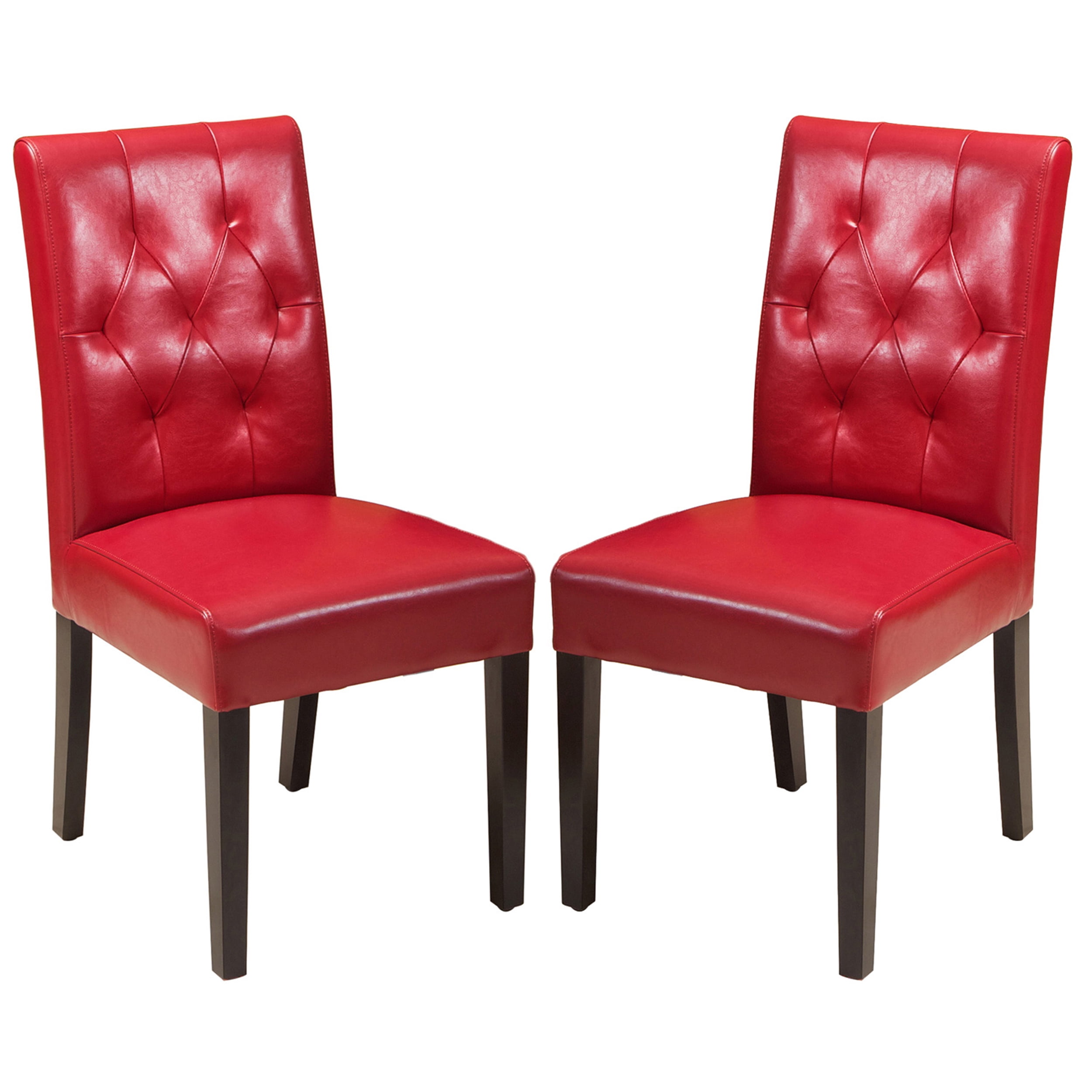 GDF Studio Uliana Contemporary Tufted Dining Chairs Set of 2 Red