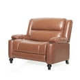 thumbnail image 1 of GDF Studio Upham Contemporary Faux Leather Oversized Pushback Recliner, Cognac Brown and Espresso, 1 of 12