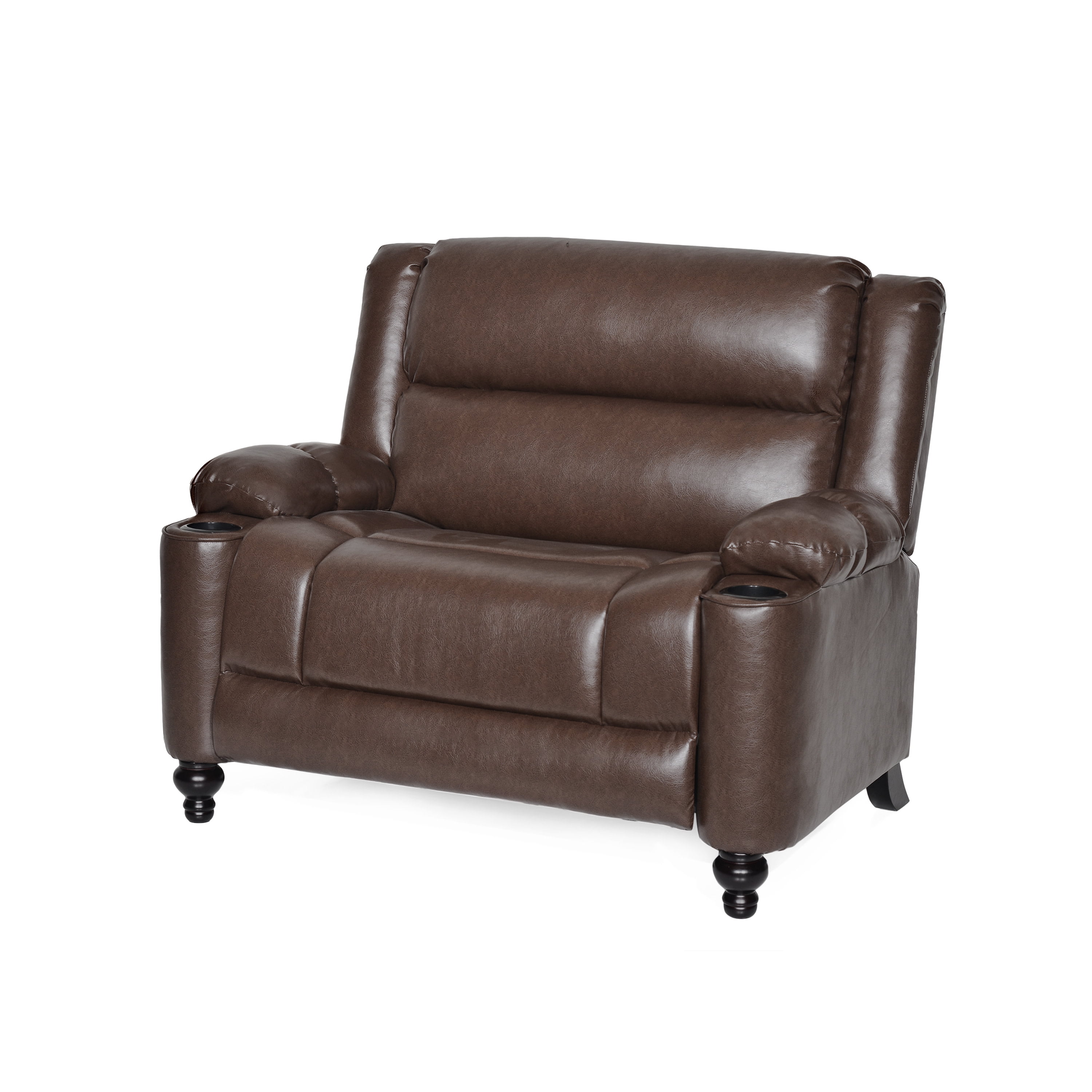 GDF Studio Upham Contemporary Faux Leather Oversized Pushback Recliner, Dark Brown and Espresso
