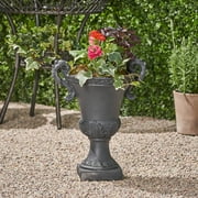 GDF Studio Upsal Outdoor Traditional Roman Chalice Cast Stone Garden Urn Planter, Black