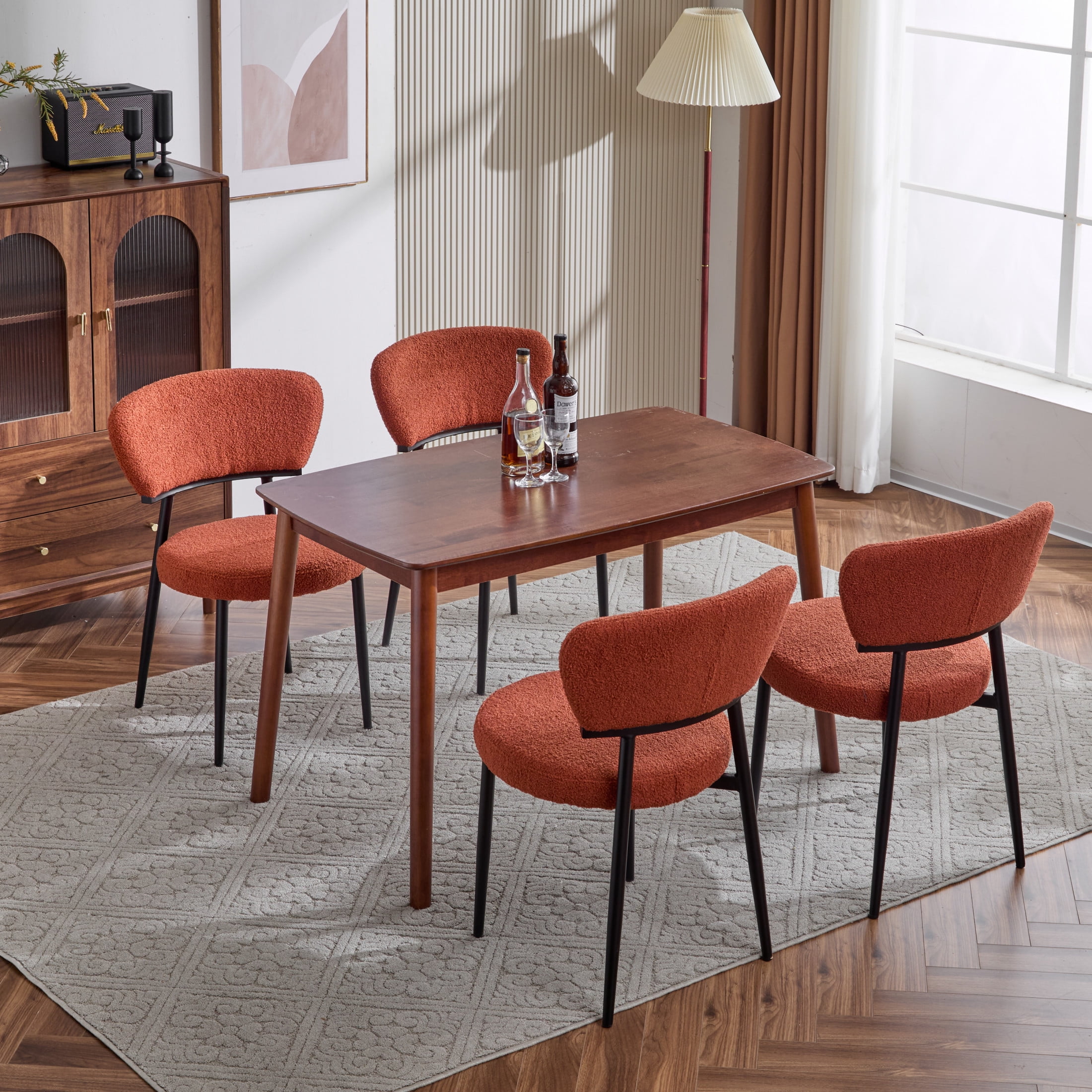 GDF Studio Vale Modern Upholstered Dining Chair with Metal Legs, Orange ...