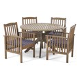 thumbnail image 1 of GDF Studio Valence Outdoor Acacia Wood 5 Piece Dining Set with Cushion, Gray and Dark Gray, 1 of 13
