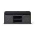 GDF Studio Vector Farmhouse Acacia Wood Storage Bench with Cushion