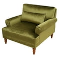 thumbnail image 1 of GDF Studio Velvet Upholstered Accent Chair, with Pillow Wood Frame and Legs, Green, 1 of 12