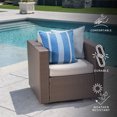 thumbnail image 1 of GDF Studio Venice Outdoor Wicker Swivel Club Chair with Cushions, Light Brown and Ceramic Gray, 1 of 9
