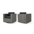 thumbnail image 1 of GDF Studio Venice Outdoor Wicker Swivel Club Chairs with Cushions, Set of 2, Mixed Black and Dark Gray, 1 of 11